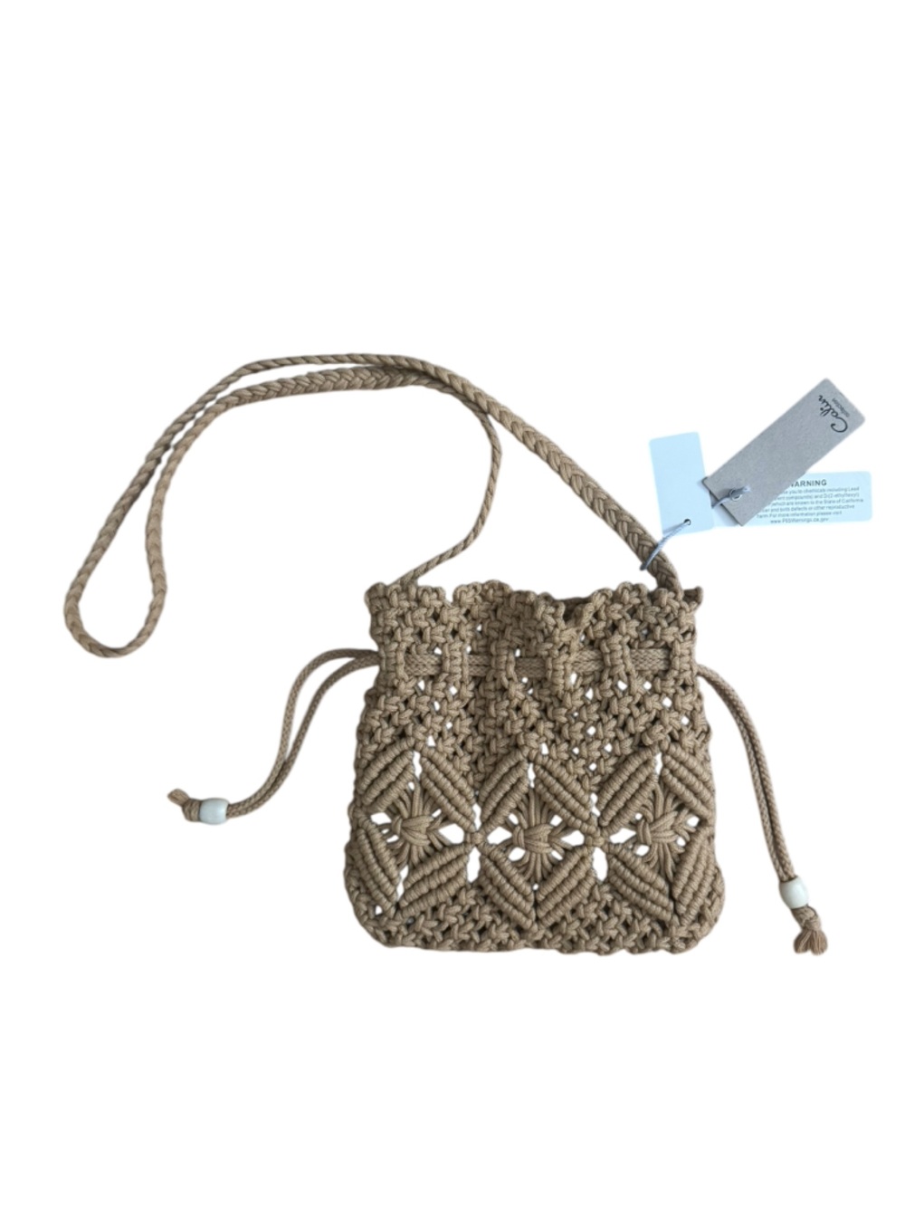 Handwoven Macramé Crossbody Bag - Tan